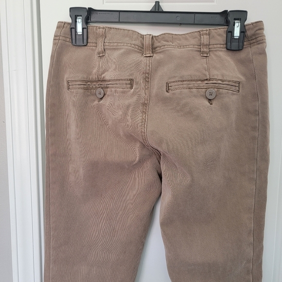 Anthropologie Ona Skinny Leg Utility Pants Cropped Button Ankle Tan Size 27 - Picture 8 of 16